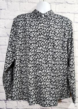 COOFANDY Black Floral Button Down Long Sleeves Large Shirt New With Tags